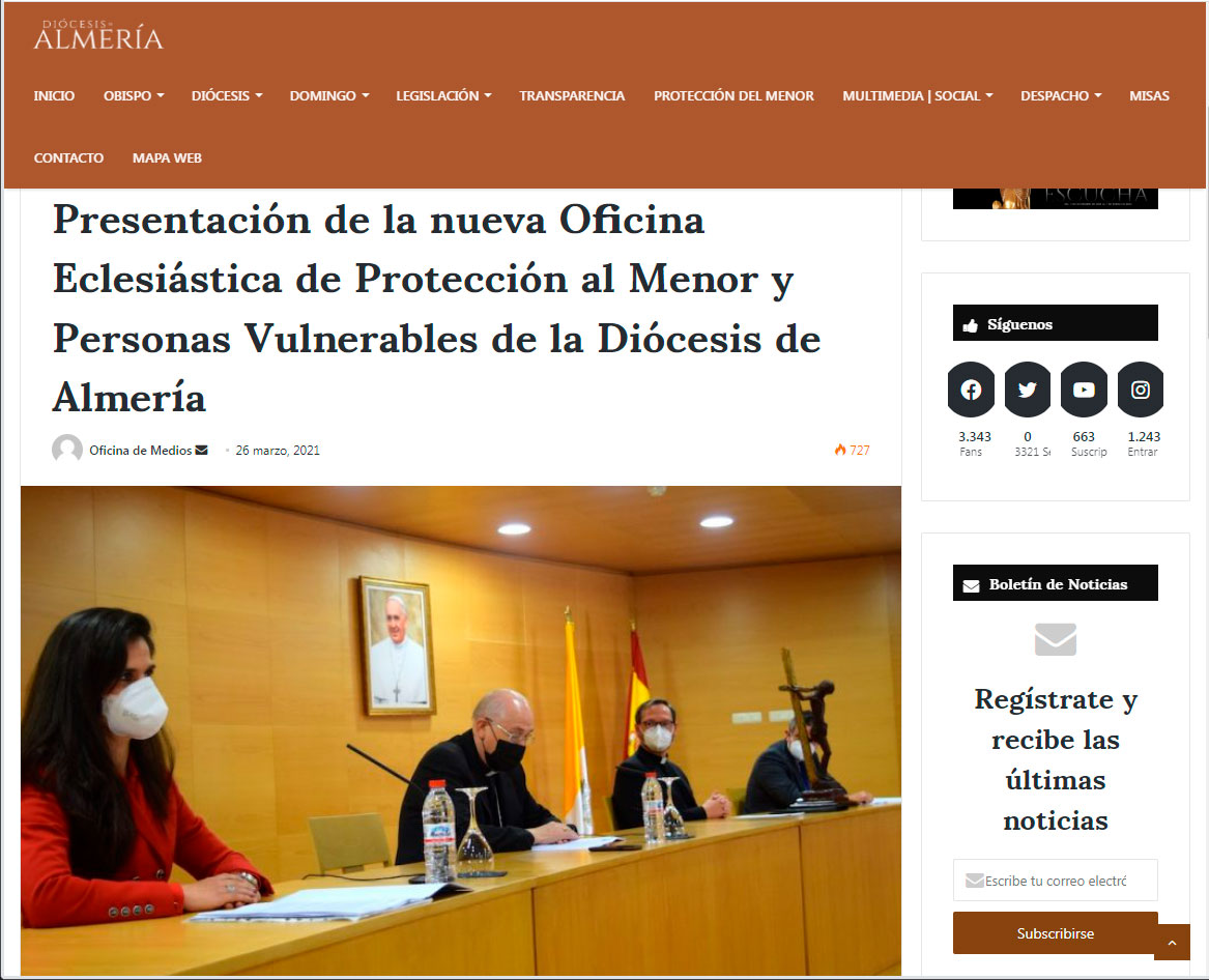 Presentación de la nueva Oficina Eclesiástica de Protección al Menor y Personas Vulnerables de la Diócesis de Almería